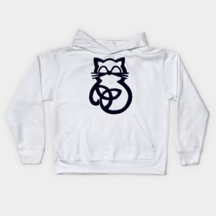 Black Trinity Knot Celtic Cat Kids Hoodie